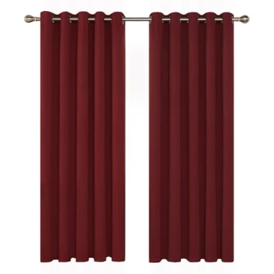Image of Deconovo Window Treatment Thermal Insulated Eyelet Blackout Curtains Blind for Girls 66 x 72 Inch Drop 2 Panels Red