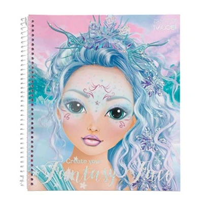 Image of Depesche 11240 Colouring Book, Create Your Fantasy face, Approx. 24 x 21.8 1.8 cm, 40 Pages, 3 Stencils and 1 Sheet of Stickers, 0, STK