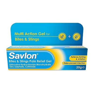 Image of Savlon Bites &amp; Stings Gel, Soothes and Relieves Itching Irritation of Insect Nettle Stings, Helps Protect Against Infection, Outdoors Travel First Aid (1 pack)