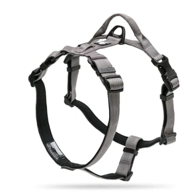 Image of Dog Harness Adjustable Reflective Durable Padded Pet Vest With Handle Car Trip Outdoor TLH6171(Gray,L)