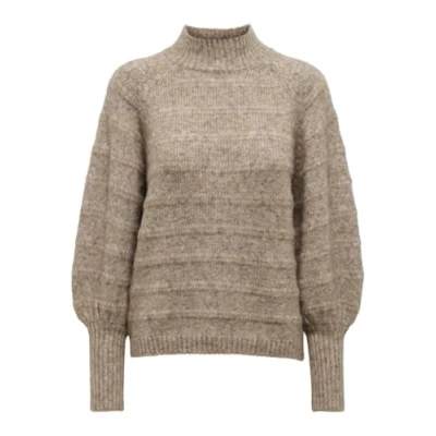 Image of ONLY Women&#039;s Onlcelina Life LS High Jumper KNT Noos Sweater, Chestnut/Detail:w. Melange, XXXL