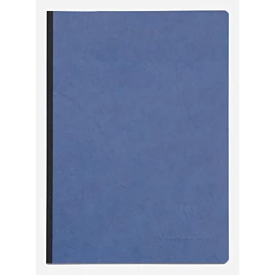 Image of Clairefontaine Ref 795464C Age Bag Clothbound Notebook (192 Pages) A5 Size, Lined Rulings, 90gsm Brushed Vellum Paper Blue Leather Effect Cover