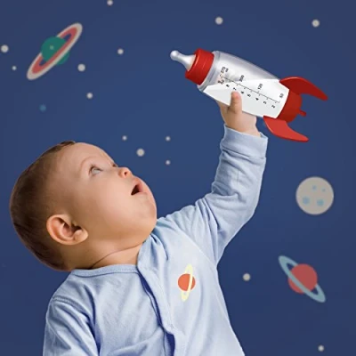 Image of Space Rocket Baby Bottle BPA Free Style Feeding Newborn Essentials Gifts