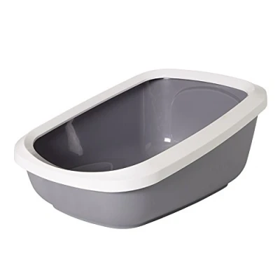 Image of Nobby 72185 &quot;Aseo Jumbo Cat Litter Tray with Rim, 67.5 x 48 28 cm, Grey White