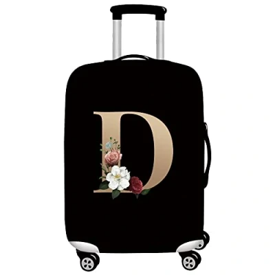 Image of Initial Letter Printed Design Travel Trolley Case Cover Protector Washable Suitcase Luggage Storage Covers for 18 28 inch (XL (29 32 Luggage), gold D)