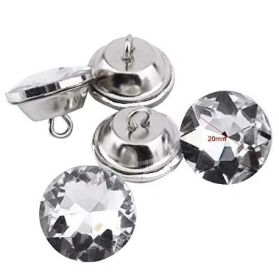 Image of 50pcs gem Flower Pull Button Crystal Silver White (20mm), Handmade Materials