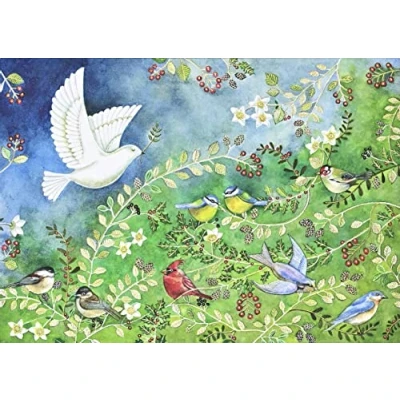 Image of Birds and Holly Deluxe Boxed Holiday Cards (20 cards, 21 self sealing envelopes)
