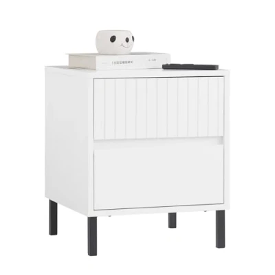 Image of SoBuy Bedside Table Nightstand Side End Lamp with 2 Drawers White W40 x D40 H48cm FBT157 W