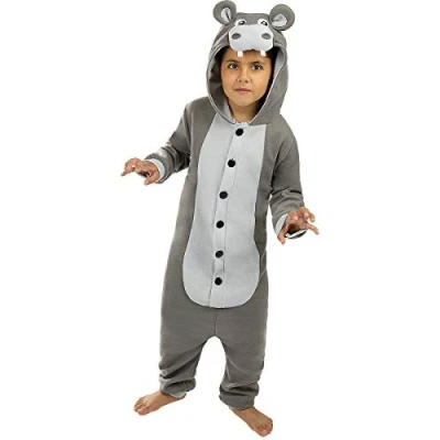 Image of Funidelia Onesie Hippo Costume for boys and girls Animals Costumes kids, accessory fancy dress &amp; props Halloween, carnival parties Size 7 9 years Grey/Silver