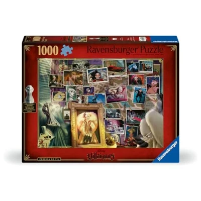Image of Ravensburger Disney Villainous: Cruella de Vil and Figurine 1000 Piece Jigsaw Puzzle for Adults 12001124 Handcrafted Tooling, Made in Germany, Every Fits Together Perfectly