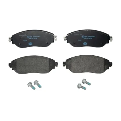 Image of 4423332 brake pad set HELLA 8DB 355 021 891 not prepared for wear indicator with caliper screws RENAULT: Trafic 3, 3 Bus