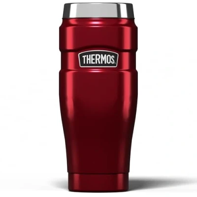 Image of Thermos Stainless King Travel Tumbler &amp; Multi Purpose Flask 470ml Insulated Hot Cold Water Bottle for Daily Commute Weekend Adventures Sleek Design in Red, 5 Year Durability