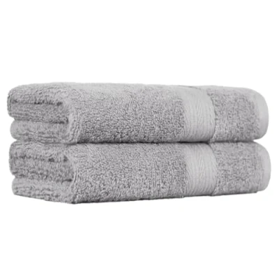 Image of Amazon Basics 2 hand towel for bathroom, Fade Resistant 100% Cotton, soft absorbent towels Pack (50x100 cm), Grey