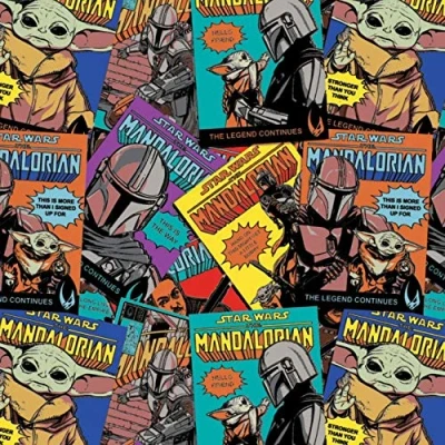 Image of Camelot Fabrics Fat Quarter Mandalorian Baby Yoda 100% Cotton Quilting Fabric Comic Posters