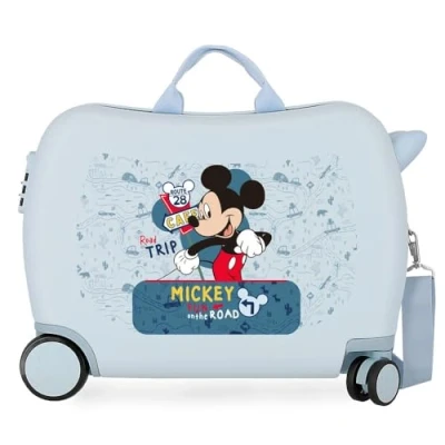 Image of Disney Mickey Road Trip Blue Children&#039;s Suitcase 50x39x20 cm Rigid ABS Side combination lock 34L 1.8 kg 4 Wheels Hand Luggage