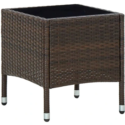 Image of vidaXL Garden Table Brown 40x40x45 cm Poly Rattan