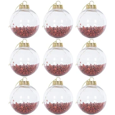 Image of Mr Crimbo 9 Pack Shaker Christmas Tree Baubles Ornaments Decorations 8cm Red