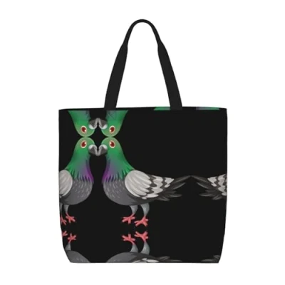 Image of ESASAM Cartoon Pigeon Print Stylish And Versatile Single Shoulder Shopping Bag Lightweight Durable Polyester Tote
