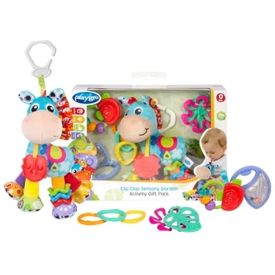 Image of Playgro Clip Clop Sensory Garden Activity Gift Pack Versatile Crib and Stroller Toys for Infants 0+ Months STEM Infused Learning Teething &amp; Development