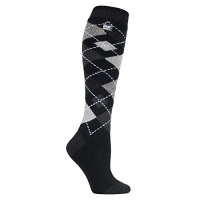 Image of HEAT HOLDERS Lite Ladies Thin Extra Long Knee High 1.6 TOG Patterned Winter Warm Thermal Socks (4 8 UK, Frodsham)