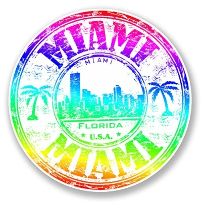 Image of 2 x 10cm Miami Florida USA Vinyl Sticker Luggage Travel Laptop Helmet #6509 (10cm 10cm)