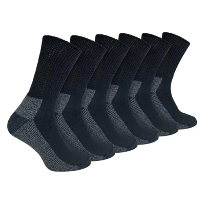Image of IOMI 6 Pairs Multipack Footnurse Diabetic Socks Extra Wide Loose Top Non Elastic Work (6 11, Black)