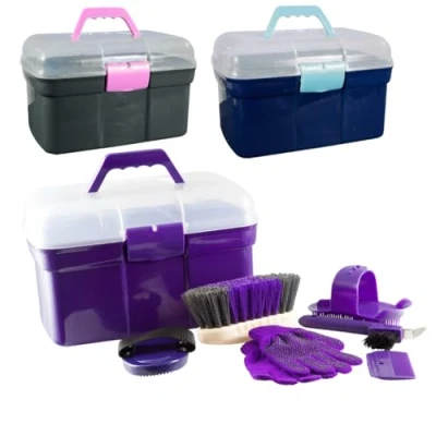 Image of PFIFF 100576 Grooming Box with Contents, 6 Piece Tool, Horse Care