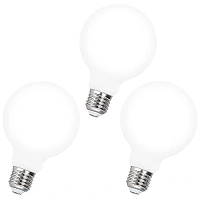 Image of ENUOTEK Dimmable G95 LED Large Edison Screw E27 ES Base Round Light Bulbs Daylight Opal 4000K 8W Equivalent 80W Incandescent Bulb Lamp Maximum 870Lm 360Full Lighting Angle 3 Pack