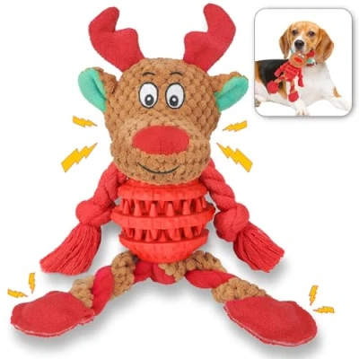 Image of Frbyvad Christmas Dog Toys, Puppy Interactive Toys for Boredom, Plush Toy, Teething Squeaky Large Small Dogs, Durable Chew Toys.