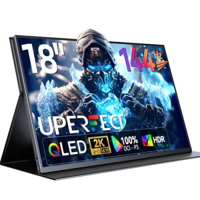 Image of UPERFECT Gaming Monitor 144Hz 18 Inch Portable 2K 2560x1600 with Freesync/HDR/100% sRGB, Matte IPS /16:10 /300Nit Mini HDMI/Type C, Extend for PC/Laptop/PS3 4/Phone