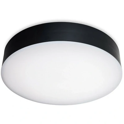Image of Glaze LED Resin Flush Ceiling Fitting Black with White Polycarbonate Diffuser IP65