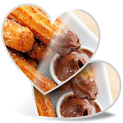 Image of 2 x Heart Stickers 15 cm Tasty Churros Sweet Food Fun Decals for Laptops,Tablets,Luggage,Scrap Booking,Fridges, #2590