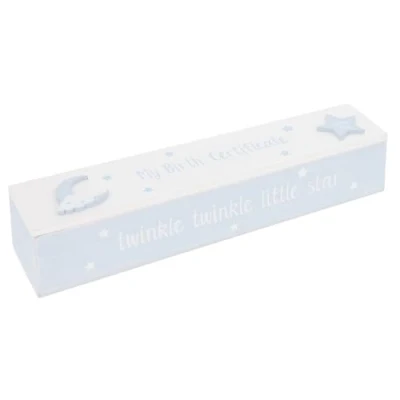 Image of Shudehill Giftware Moonlight Birth Certificate Holder Keepsake Baby Girl or Boy Newborn (Boy)