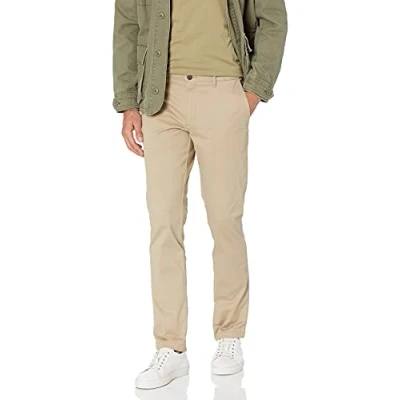 Image of Amazon Essentials Men&#039;s Skinny Fit Washed Comfort Stretch Chino Trousers (Previously Goodthreads), Light Khaki Brown, 30W / 30L