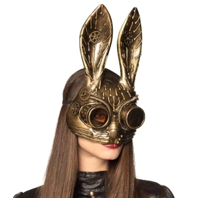 Image of Boland 54538 Steam Bunny Half Mask Steampunk Timepunk Rabbit Accessory Costume Carnival Theme Party