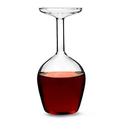 Image of drinkstuff Upside Down Wine Glass 13.2oz / 375ml Novelty Gift