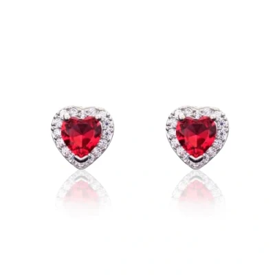 Image of Love Heart Stud Earring 925 Sterling Silver Sparkling Zircon White Gold Plated Crystal Jewelry Gifts For Women