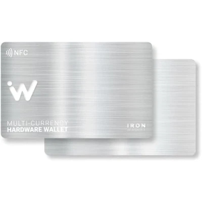 Image of IronWallet NFC Card Pack of 2 &quot;Brushed Metal&quot; design for a Cold Crypto wallet Storage Bitcoin, Ethereum &amp; more Offline hardware secure smart Coin Save your seed phrase