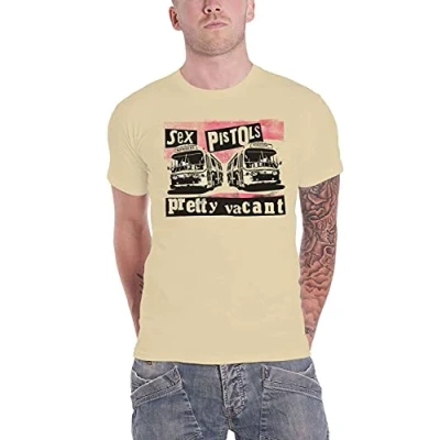 Image of The Sex Pistols T Shirt Pretty Vacant Band Logo Official Mens Sand XXL