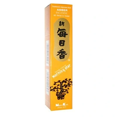 Image of Amber Morning Star Quality Japanese Incense by Nippon Kodo 50 Sticks + Holder