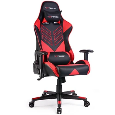 Image of GTFORCE PRO ST RECLINING SPORTS RACING GAMING OFFICE DESK PC CAR FAUX LEATHER CHAIR (Red)