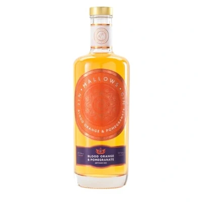 Image of Mallows Gin, Blood Orange and Pomegranate Premium Perfect Gin Gift, Hand Made in Wales, 70cl (40% ABV Alcohol)