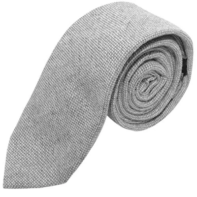 Image of King &amp; Priory Highland Weave Stonewashed Light Grey Tie