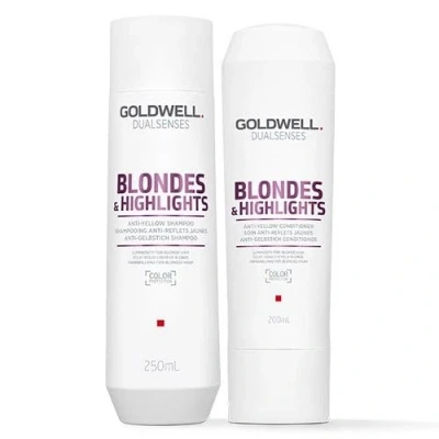 Image of Goldwell DUO Dual Senses Blonde &amp; Highlights Anti Yellow Shampoo 250ml and Conditioner 200ml