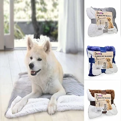 Image of rejuvopedic Luxury Reversible Sherpa Blue Pet Animal Cat Dog Blanket Throw 75cm x 110cm
