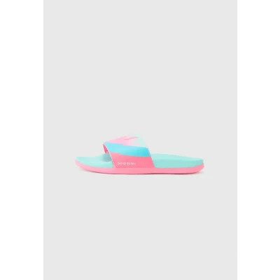 Image of adidas Performance Adilette Comfort Messi K Pool slides, Women&#039;s, Size: 35, Flash aqua/lucid pink/lucid cyan shoes