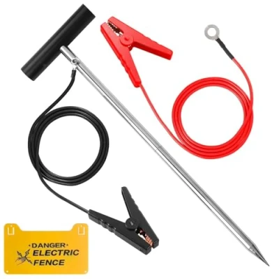 Image of Electric Fence Wire Grounding Rod, Connect The Energizer and Charger Solar Powered, Lead with Alligator Clip, for Generator
