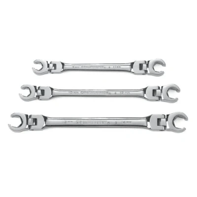 Image of GearWrench 3 Pc. Flex Head Flare Nut Wrench Set, Metric 81915