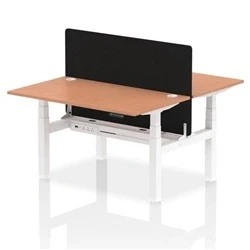 Image of Air B2B 1400x800mm Adjustable 2P Bench Desk CP Beech/White + Screen