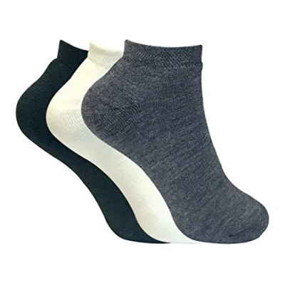Image of 3 Pairs Ladies Thick Winter Warm Cushioned Coloured Low Cut Ankle Short Thermal Trainer Socks (4 7 uk, Black)